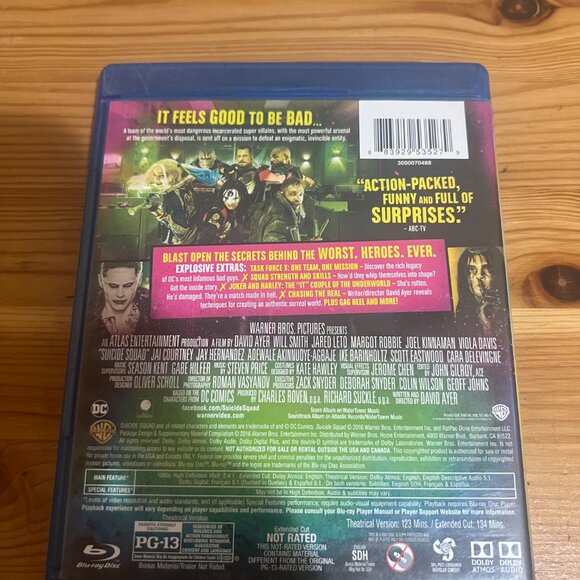 Suicide Squad Extended Cut Edition BluRay+DVD No Digital,Used Good Condition $6 - Picture 3 of 3